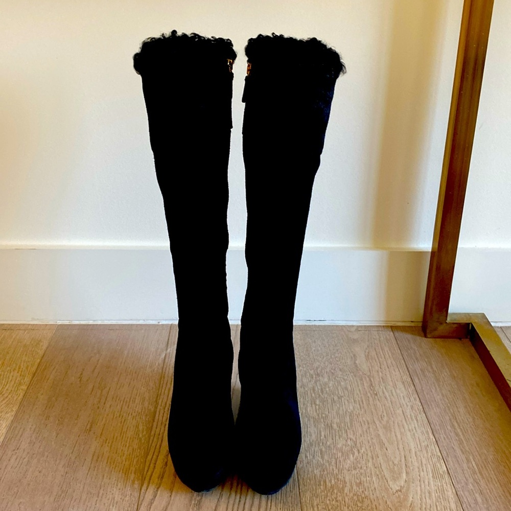 Gucci Black Wedge Suede Boots
